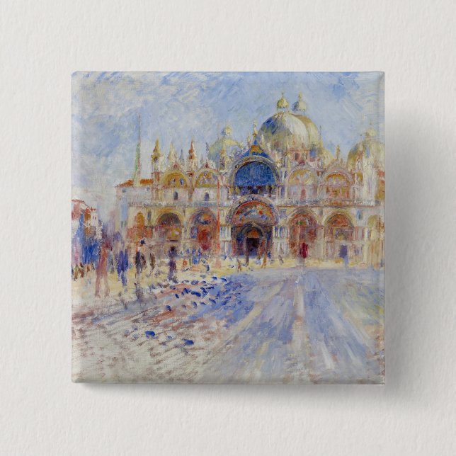 Piazzaen San Marco, Venedig, 1881 (olja på kanfas) Knapp (Framsida)