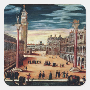 Piazzettaen di San Marco, Venedig Fyrkantigt Klistermärke