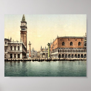 Piazzettaen, Venedig, italienklassiker Photochrom Poster
