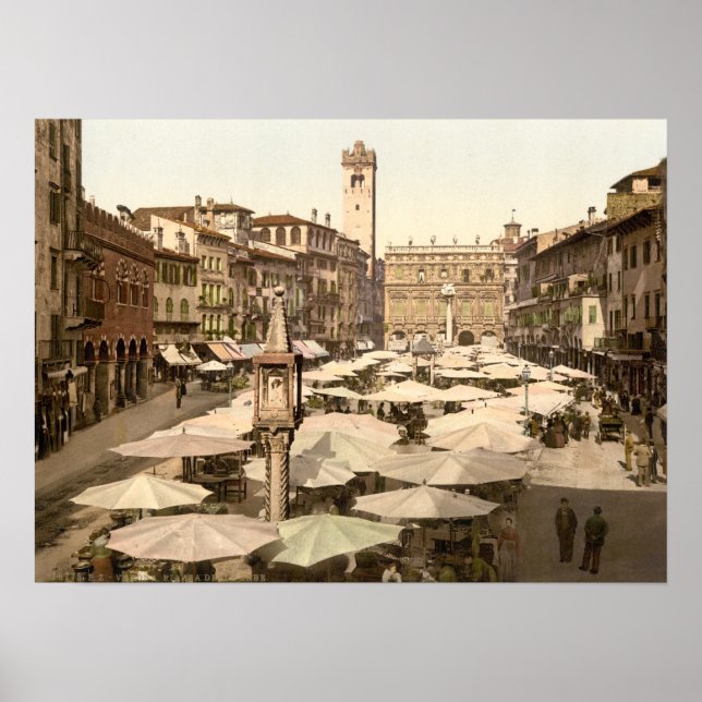Piazzi delle Erbe, Verona, Italien Poster (Framsidan)