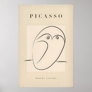 Picasso Abstrakt Ugglor Linje Konst Minimalistisk Poster