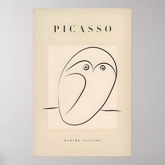 Picasso Abstrakt Ugglor Linje Konst Minimalistisk  Poster (Framsidan)