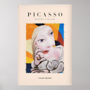 Picasso Blond Kvinna Abstrakt Porträtt Tryck