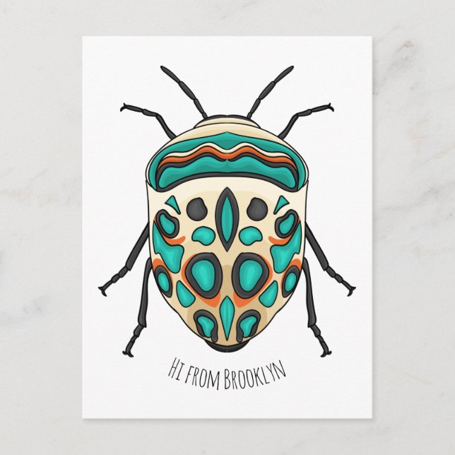 Picasso bug cartoon illustration  vykort (Framsida)