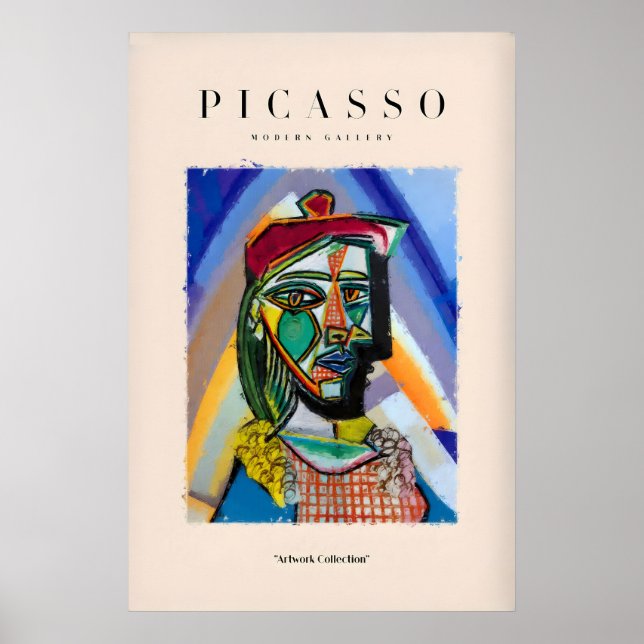 Picasso byst porträtt abstrakt konsttryck färgrik poster (Framsidan)