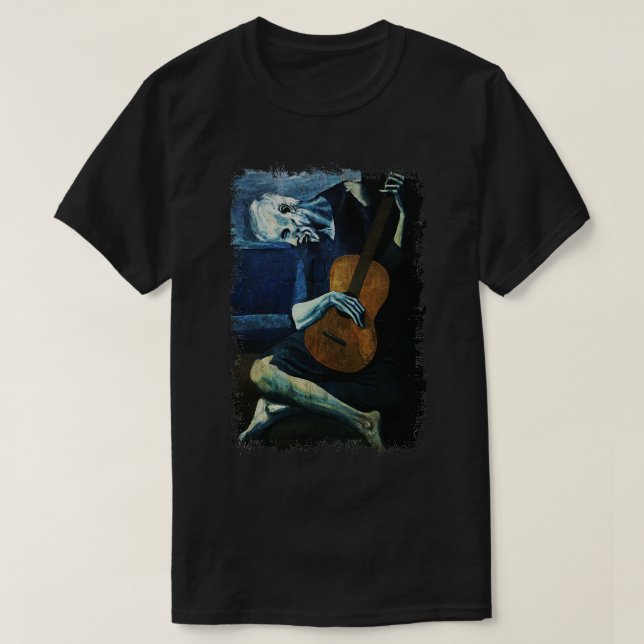 Picasso den gamla Guitarist T Shirt (Design framsida)