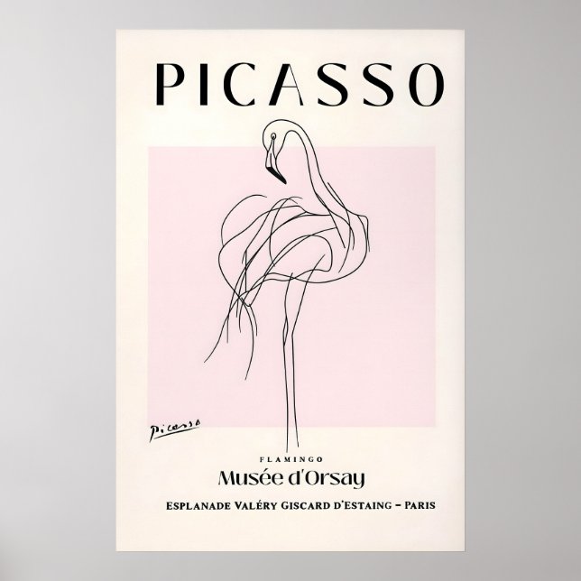Picasso Flamingo Konsttryck Mid-Century Modern Fåg Poster (Framsidan)