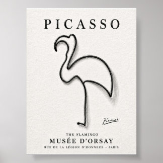 Picasso Flamingo Tryck | Minimalistisk Flamingo Ko