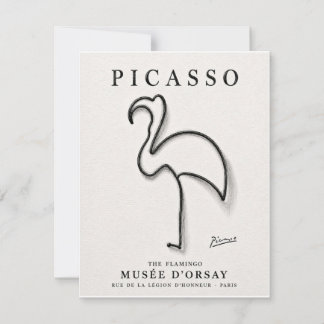 Picasso Flamingo Tryck | Minimalistisk Flamingo Ko Anteckningskort