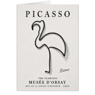 Picasso Flamingo Tryck | Minimalistisk Flamingo Ko Hälsningskort