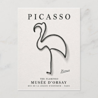 Picasso Flamingo Tryck | Minimalistisk Flamingo Ko Helg Vykort
