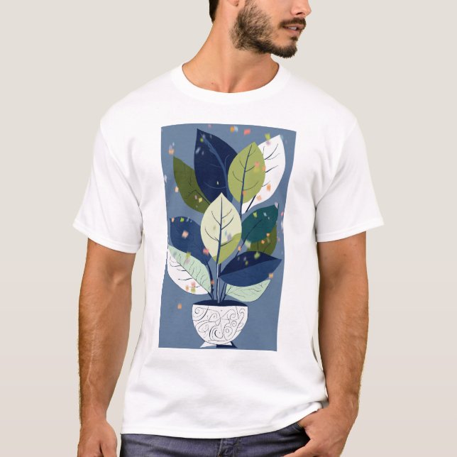 Picasso-Inspired Growing Plant T Shirt (Framsida)