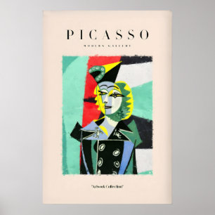 Picasso Kvinna Svart Jacka Abstrakt Porträtt Poster
