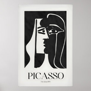 Picasso Kyssen979 Svart Vitt Abstrakt Profil Poster
