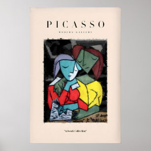 Picasso Läsande Par Abstrakt Figurer Konsttryck Poster