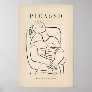 Picasso Liggande Kvinna Halsband Linje Konstfigur Poster