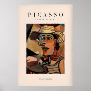 Picasso Man Halmhatt Abstrakt Porträtt Konsttryck Poster