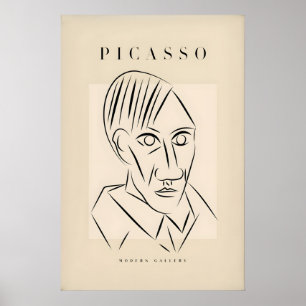 Picasso Man Porträtt Skarpa Linjer Abstrakt Ansikt Poster