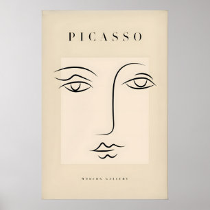 Picasso minimalistiskt ansiktskontur Linjekonst En Poster