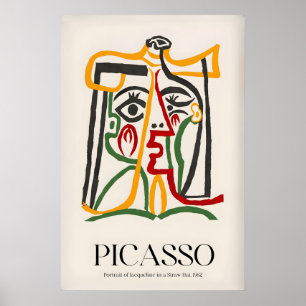 Picasso Porträtt Jacqueline Halmhatt962 Abstrakt Poster