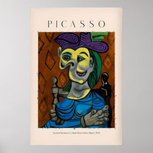 Picasso Sittande Kvinna Blå Klänning Dora Maar939 Poster