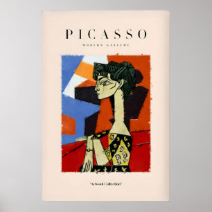 Picasso Sittande Kvinna Profil Kubistiskt Konsttry Poster