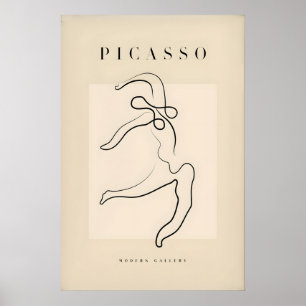Picasso sträckande katt linjekonst minimalistisk d poster