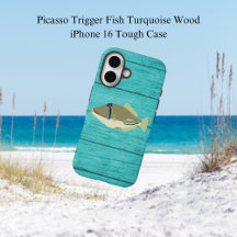 Picasso Trigger Fish Turqouise Wood iPhone 16 Fodr
