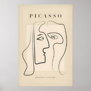 Picasso Två Ansikten Abstrakt Profil Linjekonst Poster