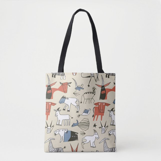 Picassos Menagerie Tote Bag Tygkasse (Framsida)
