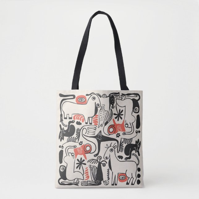 Picassos Menagerie Tote Bag Tygkasse (Framsida)