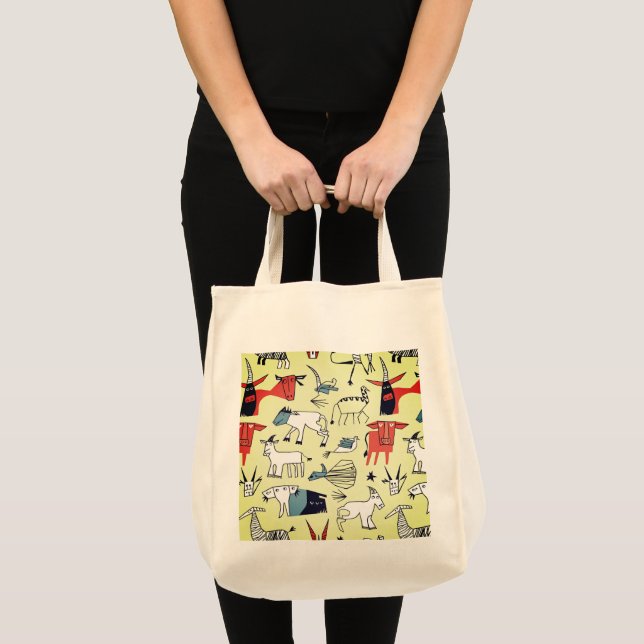 Picassos Playful Menagerie Livsmedel Tote Tygkasse (Framsida (produkt))