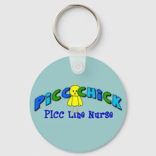 PICC-Chicken "PICC LINE NURSE" BLUE Artsy Design Nyckelring