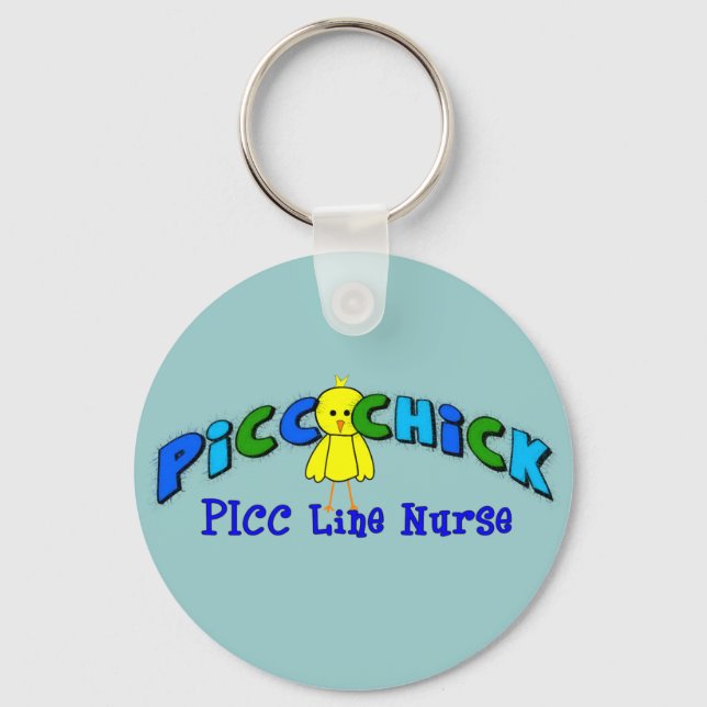 PICC-Chicken "PICC LINE NURSE" BLUE Artsy Design Nyckelring (Framsida)