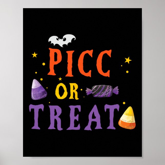 PICC Nurse Halloween Cute VAT Vaskulärt åtkomsttea Poster (Framsidan)