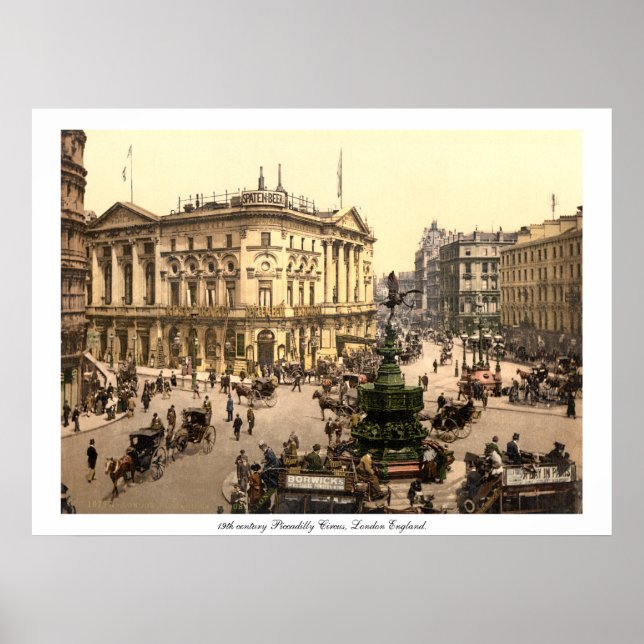 Piccadilly Circus, Antique London England UK. Poster (Framsidan)