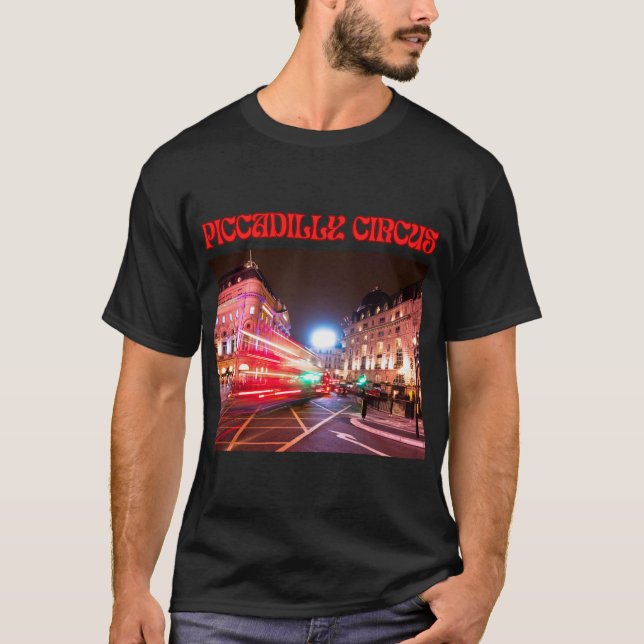 Piccadilly Circus herrtröja i svart T Shirt (Framsida)