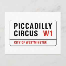 Piccadilly Circus, London Street Sign Vykort