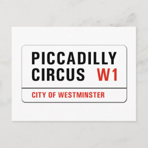 Piccadilly Circus, London Street Sign Vykort