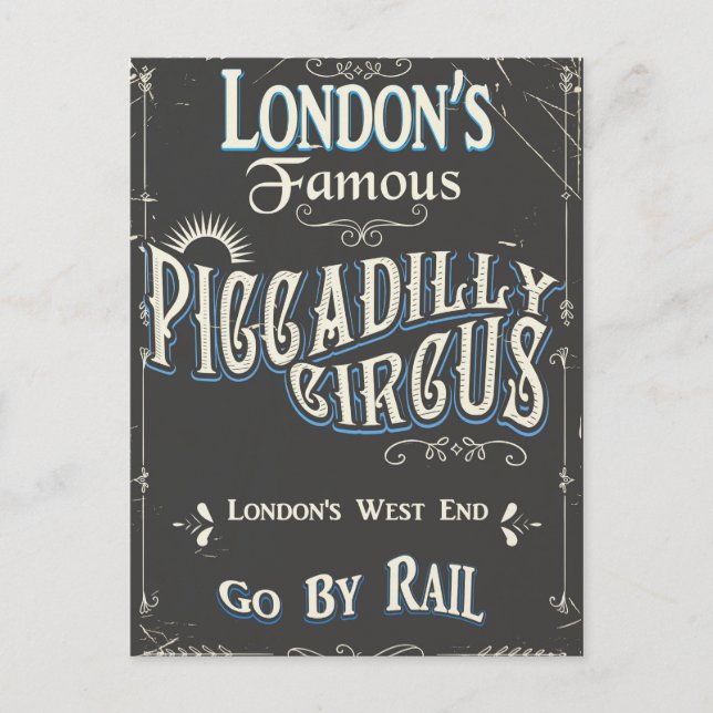 Piccadilly Circus London vintage affisch Vykort (Framsida)