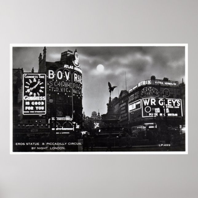 Piccadilly Circus, London Vintage Poster (Framsidan)