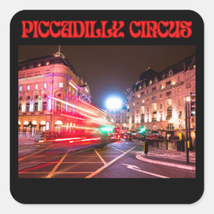 Piccadilly Circus Square Klistermärke Svart Bakgru