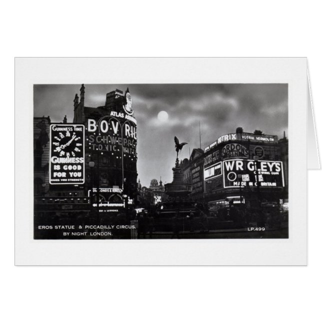 Piccadilly cirkus, London vintage Hälsningskort (Framsidan Horizontal)