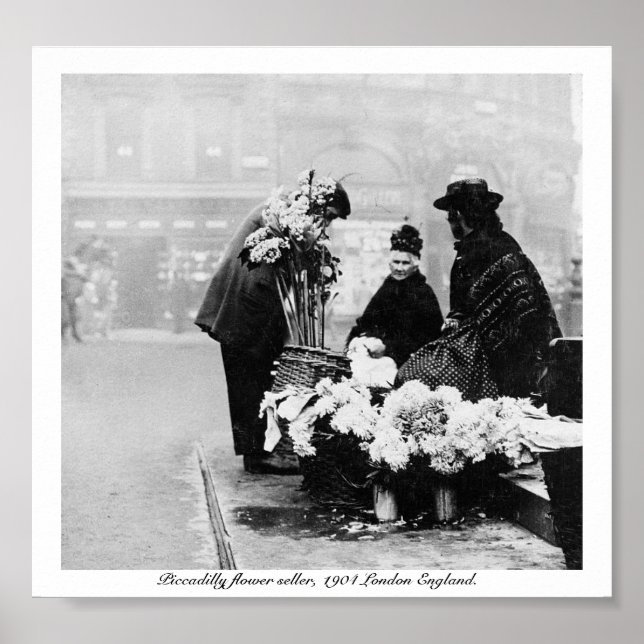 Piccadilly London blomseller, 1904 England, Förena Poster (Framsidan)