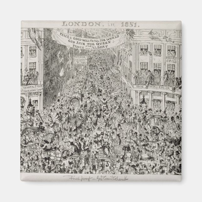 Piccadilly under den Underbara utställningen 1851 Magnet (Framsidan)