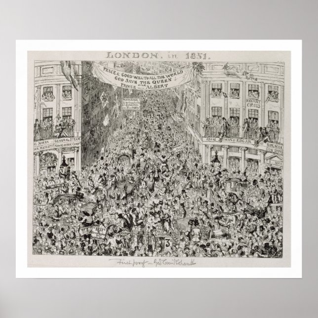 Piccadilly under den Underbara utställningen 1851 Poster (Framsidan)