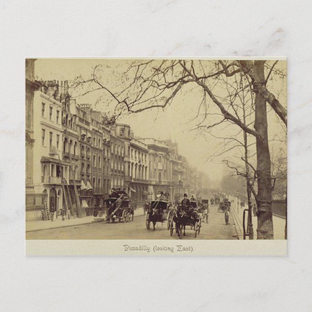 Piccadilly vänd Öster, (foto av sepia) Vykort (Framsida)