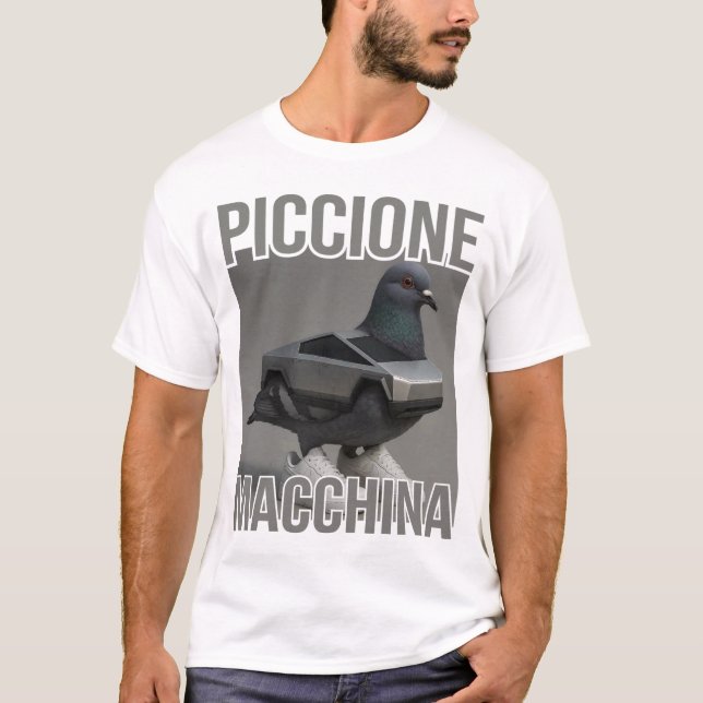 Piccione Macchina - Pigeon Car Meme T Shirt (Framsida)