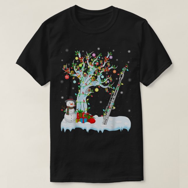 Piccolo Music Xmas Tree Lighting Santa Hat Piccolo T Shirt (Design framsida)