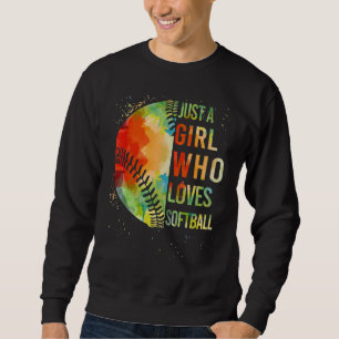Picher är bara en flicka som Kärlek Softball-Shirt Lång Ärmad Tröja
